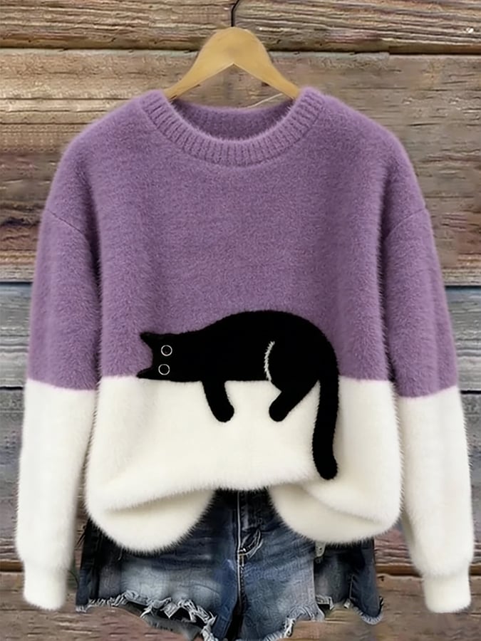 Sylvia™ | Elegant Oversized Jumper with Cat Design