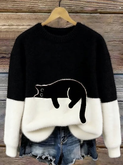 Sylvia™ | Elegant Oversized Jumper with Cat Design
