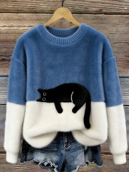 Sylvia™ | Elegant Oversized Jumper with Cat Design