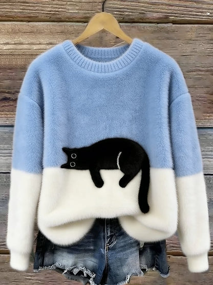 Sylvia™ | Elegant Oversized Jumper with Cat Design