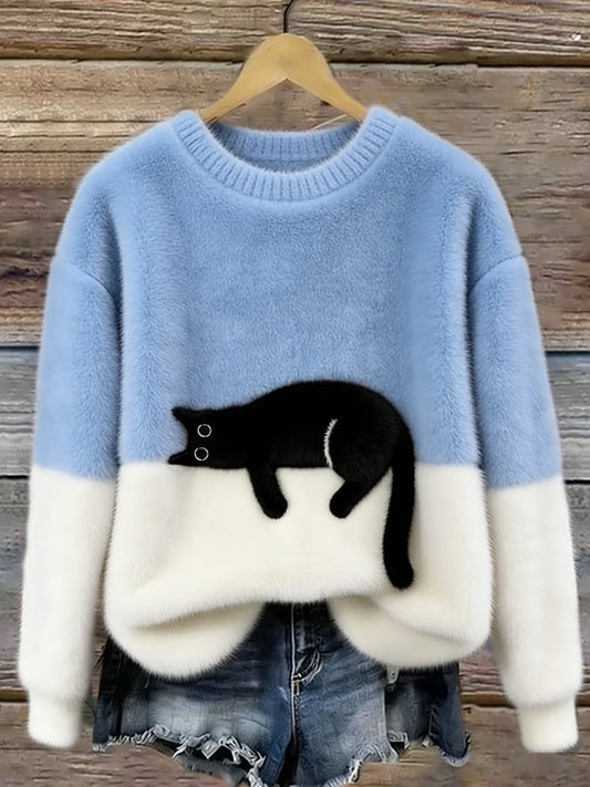 Sylvia™ | Elegant Oversized Jumper with Cat Design