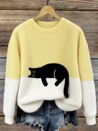 Sylvia™ | Elegant Oversized Jumper with Cat Design