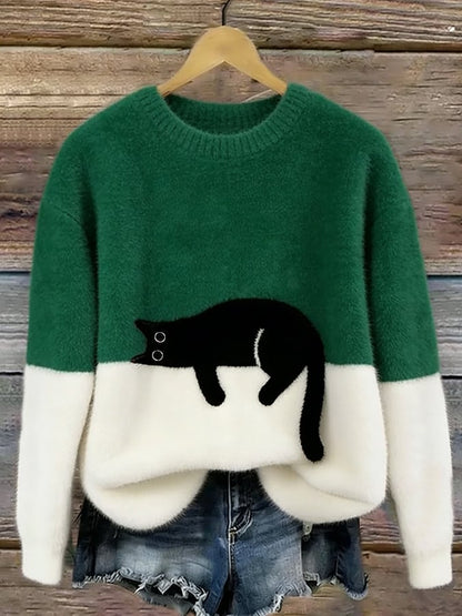 Sylvia™ | Elegant Oversized Jumper with Cat Design