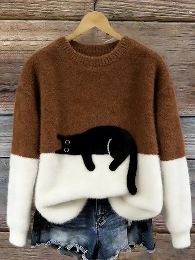 Sylvia™ | Elegant Oversized Jumper with Cat Design