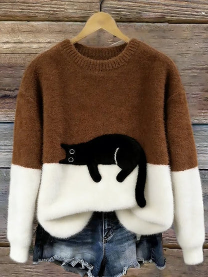 Sylvia™ | Elegant Oversized Jumper with Cat Design