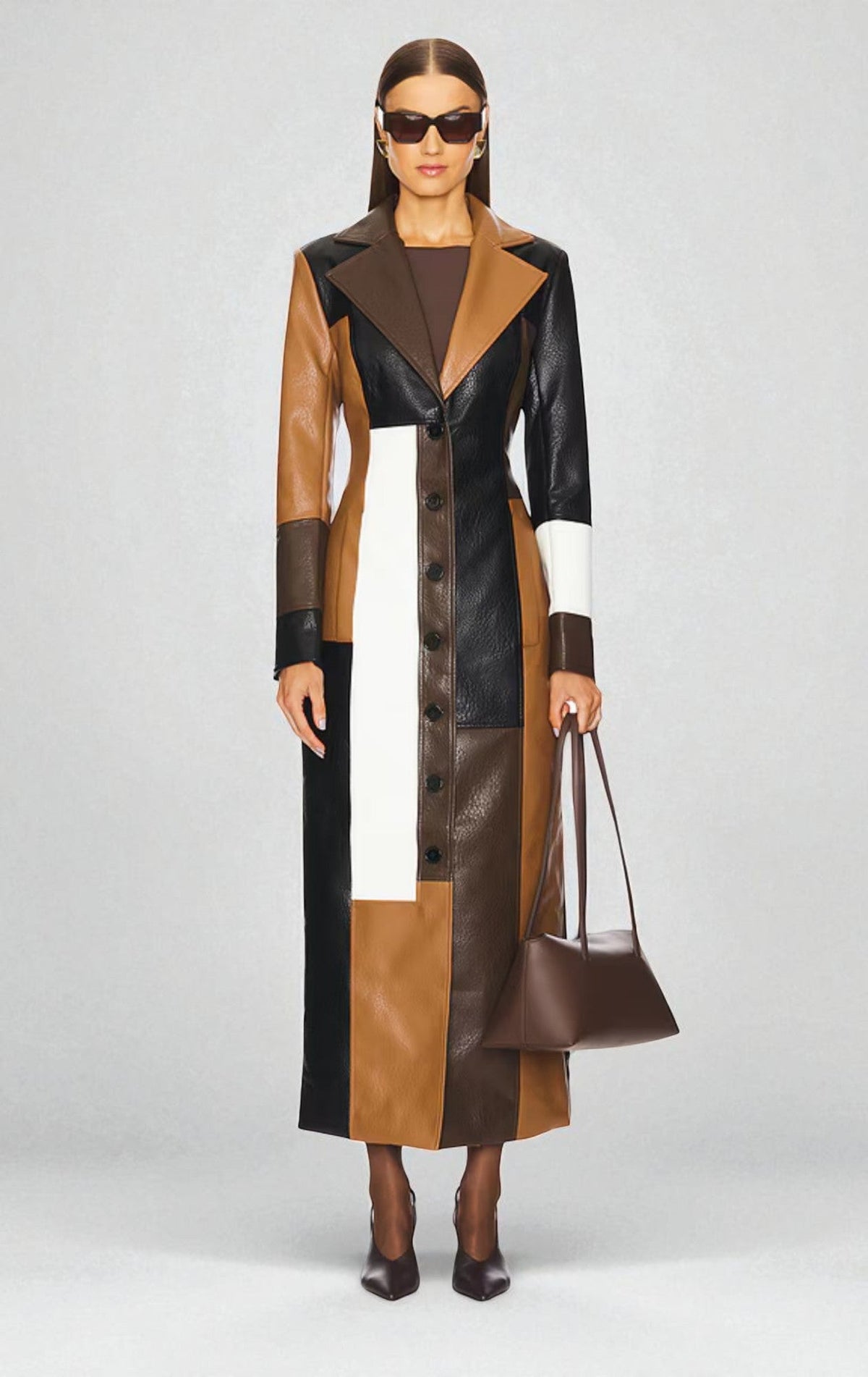 Georgina™ | Mosaic Leather Coat