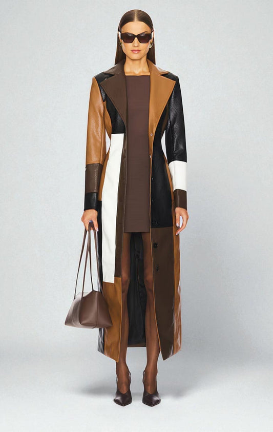 Georgina™ | Mosaic Leather Coat