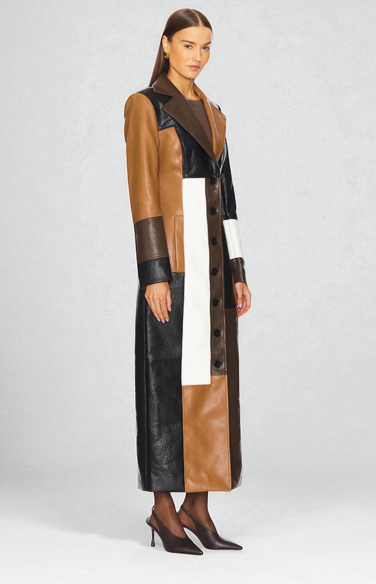 Georgina™ | Mosaic Leather Coat