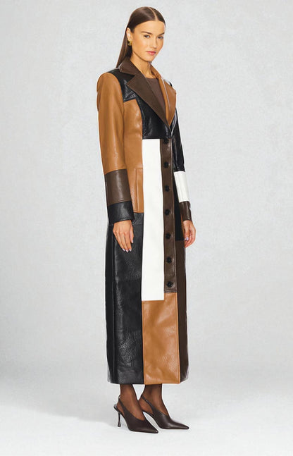 Georgina™ | Mosaic Leather Coat