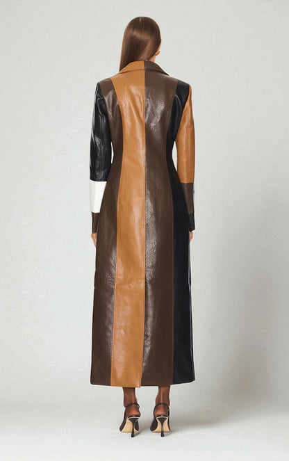 Georgina™ | Mosaic Leather Coat