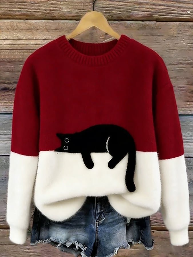 Sylvia™ | Elegant Oversized Jumper with Cat Design