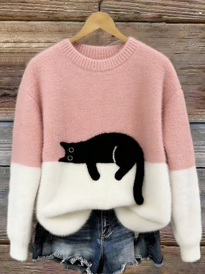 Sylvia™ | Elegant Oversized Jumper with Cat Design