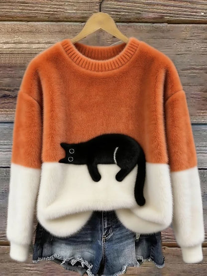Sylvia™ | Elegant Oversized Jumper with Cat Design